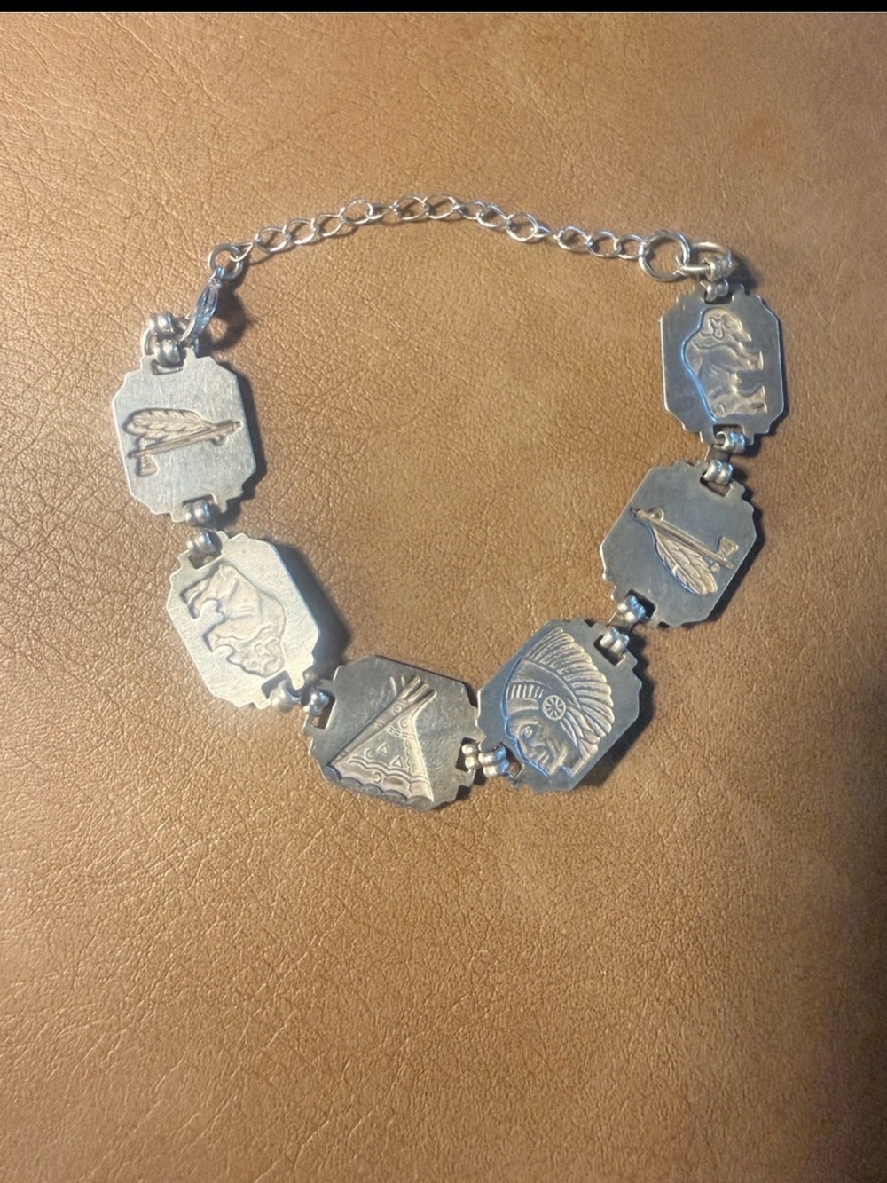 Vintage Fred Harvey Era Sterling Southwest Link Motif Bracelet Collectable